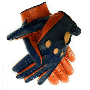 Gants de conduite respirants en cuir noir et marron, design unique, gants sur mesure - Product Image 4