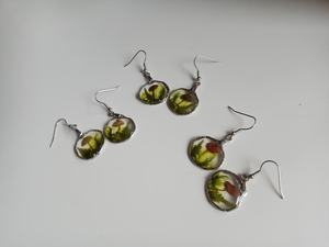 Handmade Forest <b>Earrings</b> Set Mushroom Fern Moss <b>Silver</b> Color Nature Inspired Jewelry Gift 15 Pounds Nikhil Gems NG-033 Sterling - Product Image 2