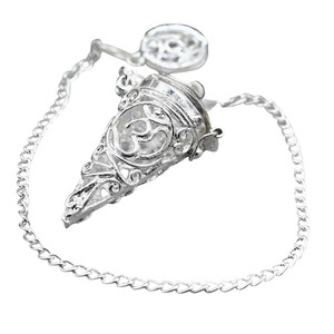 En gros, Pendule de Feng Shui en cône de chambre Om en argent poli pour la guérison énergétique, la divination et l'art écologique - Product Image 1