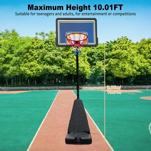 Canestro da Basket Portatile con Tabellone da 39 Pollici, Regolabile 8.04 ft - 10.01 ft, Attrezzatura Professionale da Campo per Giovani e Adulti - Product Image 4