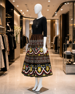Premium Quality Female Skirt Floral Pattern Embroidered Midi <b>Elastic</b> Waist Skirts Island Micronesian Casual Skirts Custom - Product Image 1
