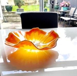 Large Resin Bowl: Handmade Orange & Yellow Decorative Fruit Bowl - Product Image 6