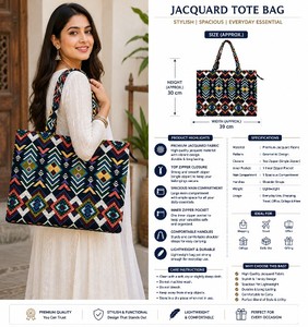 PREMIUM WOVAN JACQUART OPEN MULTI COLOR PATTERN TRAVEL <b>Backpack</b> - Product Image 5