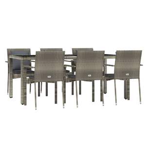 7 Piece Grey Pe <b>Rattan</b> <b>Garden</b> <b>Dining</b> Set Outdoor <b>Furniture</b> Contemporary Design For <b>Garden</b> Use - Product Image 3