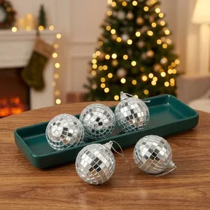 <b>Small</b> Silver Mirror Disco Ball <b>Christmas</b> Ornament Party <b>Decoration</b> Reflective Mosaic Xmas Tree Hanging Bauble Festive Holiday - Product Image 4