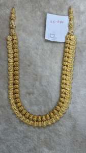 ชุดสร้อยคอทองคำแท้ 22K ลายวัด |   เครื่องประดับเจ้าสาวแบบดั้งเดิมของอินเดีย |   งานฝีมือเคลือบทองโบราณแบบแฮรัม - Product Image 3