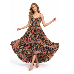 Vestido Maxi de Seda Estilo Bohemio Premium para Mujer, Ligero y Cómodo, Ideal para Fiestas en la Playa, Exportación al por Mayor - Product Image 1