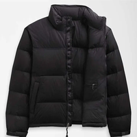 Blouson matelassé noir pour homme, col montant, fermeture éclair, coupe-vent, épais, hiver, décontracté, coupe régulière, rembourrage en coton, devant