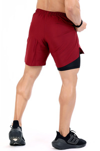 Wholesale <b>Mens</b> Custom 2 in 1 Sports <b>Shorts</b> Double Layer Premium Running Gym <b>Shorts</b> With <b>Compression</b> Inner Liner Quick Dry Fabric - Product Image 3