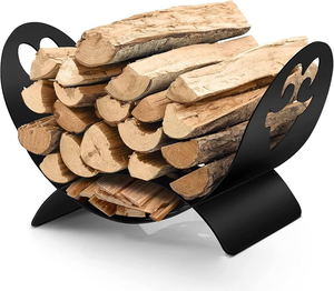 Metal Firewood Holder Indoor Outdoor Fireplace <b>Log</b> Holder Modern Metal <b>Log</b> Storage <b>Rack</b> Indoor Outdoor Use - Product Image 5