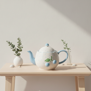 Théière en Porcelaine Fine de Qualité Supérieure 3460983C-1.0 NOUVELLE, Motif Myrtille Claire & Points, 1000ML - Product Image 5