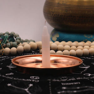 Brûleur d'encens d'autel en cuivre avec plaque rituelle de diffuseur d'aromathérapie et plateaux de bougie pentagramme offrant un bol et un plateau de maculage - Product Image 3