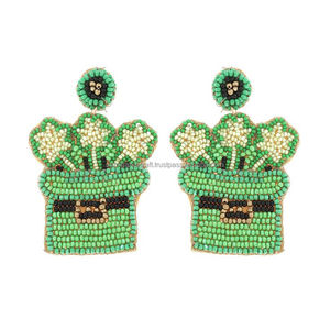 Boucles d'oreilles pendantes de broderie de perles de luxe pour femmes pour manteaux de trench religieux orthodoxes pour anniversaire - Product Image 1