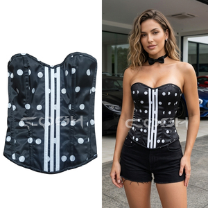 High Quality Steelboned Fashion And Club Wear Polka Dot Corset Top - Product Image 5