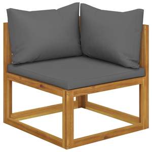 Canapé d'angle en bois d'acacia massif gris foncé, 100% polyester, mobilier de patio, taille standard - Product Image 2