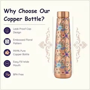 Top Quality Copper Water Bottles <b>Metal</b> Pure and Handmade Hammered Copper Water Bottle Available at Wholesale Prices - Product Image 3
