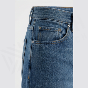 Jean en denim coupe droite taille haute pour homme, coupe régulière, en coton tissé délavé, avec fermetures éclair, style décontracté printemps - Product Image 5