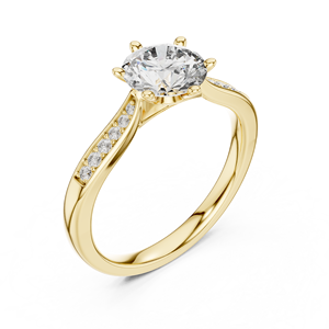 Anillo de Compromiso Art Deco Moderno Vinson Project con 3 Piedras de Moissanita Creada en Laboratorio, Certificado GRA, Corte Central y Lateral, Chapado en Oro de 18K - Product Image 2