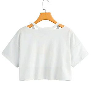 เสื้อครอปท็อปผู้หญิง ลายกราฟิก แขนสั้น คอวี เสื้อยืดครอปสไตล์วินเทจ เสื้อยืดผู้หญิงฤดูร้อน เสื้อยืดเซ็กซี่ - Product Image 3