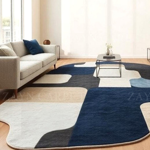 Hand Tufted Blue <b>Grey</b> Abstract Wool <b>Rug</b> Modern Irregular Area Carpet for <b>Living</b> <b>Room</b> Bedroom Home Decor Wholesale Supplier - Product Image 3