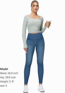 Leggings Deportivos de Cintura Alta con Estampado Vaquero, Elásticos, para Gimnasio, Fitness, Casuales, para Mujer, Color Azul, OEM, ODM, Ropa Deportiva - Product Image 2