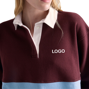 Women's Long Sleeve Cotton Fleece Polo Shirt Oversized Casual Streetwear OEM Fashion Heavyweight Custom premium Polo Top - Product Image 5