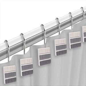 12pc Modern Line Gray Luxury Contemporary Shower <b>Curtain</b> Set with Unique Design and 12 <b>Hooks</b> - Product Image 4