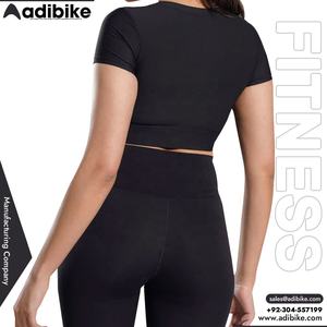 Top Deportivo Corto Personalizado para Mujer, Tejido, Ecológico, de Secado Rápido, Spandex/Poliéster, Cómodo, Informal, para Entrenamiento - Product Image 4
