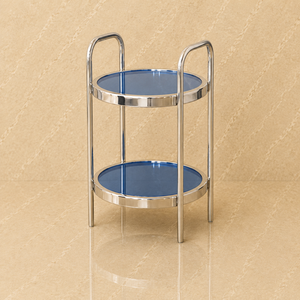 Support à fruits de luxe en acier inoxydable à deux niveaux avec piédestal finition or – Présentoir élégant pour desserts, collations et centre de table - Product Image 1
