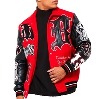 Chaqueta de Béisbol Varsity con Parches de Chenilla Personalizables, Diseño Invernal, Directo de Fábrica, Mezcla de Poliéster/Algodón en la Parte Delantera