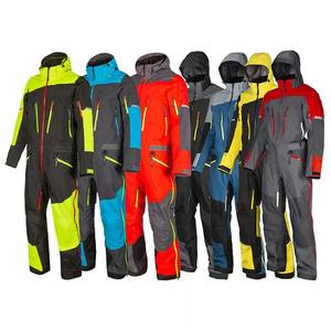 Men's Unisex Waterproof Breathable Workwear Suit Gray <b>Red</b> Hooded Zipper Closure Front Logo Outdoor Ski & Snow Coverall - Product Image 6