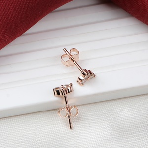 Pendientes de Plata de Ley 925 al por Mayor, Chapados en Oro Rosa, con Diamantes Naturales, Diseño de Trébol de 3 Piedras, Joyería Fina, Memoria Jewels - Product Image 2