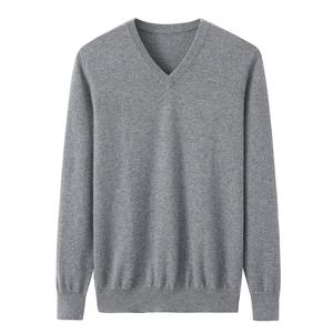 Pull en laine col V pour homme, couleur unie, manches longues, anti-boulochage, épaisseur standard, idéal pour l'automne - Product Image 3