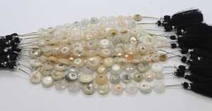 Perles Fantaisie en Quartz Solaire Naturel, Forme Briolette Facettée des Deux Côtés, Type Pièce de Monnaie, 12-14 MM - Product Image 5