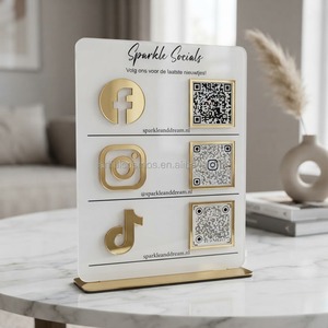 Elegant Stylish Acrylic QR Code Display Stand LED Light Luxury Finish European Style Customizable Options for Social <b>Media</b> - Product Image 1