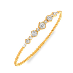 <b>Red</b> Triangle Diamond <b>Bracelet</b> with Yellow Gold Chain and Modern Geometric Center Design - Product Image 1