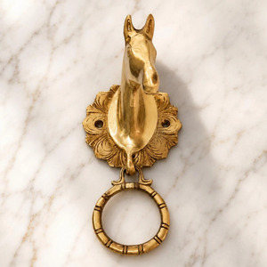 SHUBHAM - Sonnette de porte vintage en forme de cheval, plaquée or, en métal poli, décoration d'entrée antique pour la maison - Product Image 5