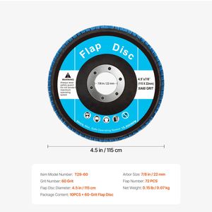 Dischi Abrasivi a Lamelle in Zirconia Tipo 29 per Smerigliatrice Angolare, 60 Grit, 4-1/2'' x 7/8'', per Levigatura e Smerigliatura - Product Image 4