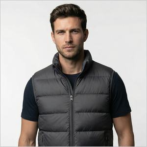 Veste matelassée légère sans manches personnalisée en gros Veste matelassée à capuche épaisse et brillante pour hommes en duvet de canard en plumes - Product Image 1