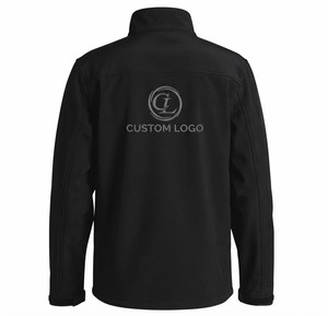 Veste en polaire noire pour homme avec logo personnalisé, coupe-vent, fermeture éclair sur le devant, col montant, vêtement décontracté pour l'automne - Product Image 2