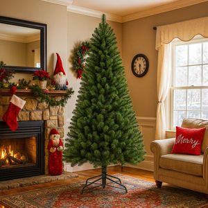 Albero di Natale Artificiale Verde Classico Non Illuminato da 2,13 m con 775 Punte in PET e Robusto Supporto da Tavolo in Metallo, Rami Completamente in PVC - Product Image 4