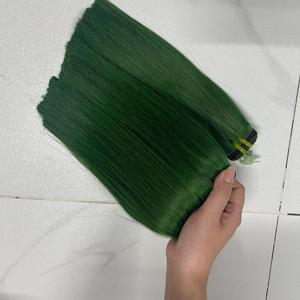 Cheveux vierges vietnamiens couleur verte, lisses comme des baguettes, cheveux humains de luxe, super double drawn, livraison rapide depuis l'usine, super drawn - Product Image 6