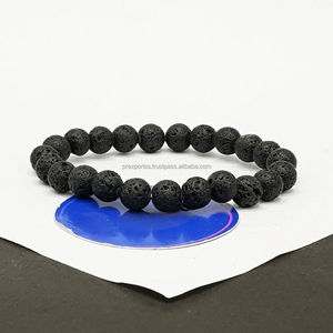 Lava Round Natural Bead Stone Bracelet for <b>Men</b> and Women Stretch Fashion Jewelry 8mm - Product Image 2