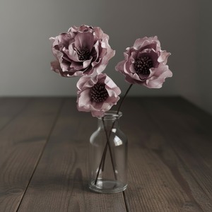 VADEE Fleurs artificielles haut de gamme en bois de Sola, Anémone bleu poussière, Magnolia étoilé, Anémone lavande poussière, durables, artisanales, 8-8,5 cm, 001 - Product Image 4