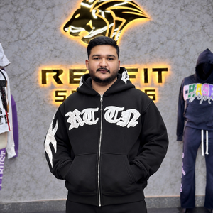 Nouveau sweat à capuche zippé oversize pour homme, style streetwear, en coton noir French Terry respirant, coupe classique, avec logo imprimé sur le devant, style automne - Product Image 6