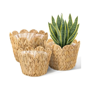 Handwoven Natural Water Hyacinth Decorative <b>Plant</b> Pot with Plastic Liners Woven <b>Basket</b> Planters <b>for</b> Home Garden from Vietnam - Product Image 2