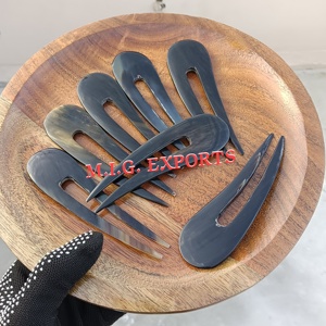 Buffalo Natural Black Horn Hair Pins Forks-Eco-Friendly DIY Modern Handmade Antique Imitation Folk Art Securing Buns Chignons - Product Image 1