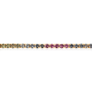Elegant Gift For Women Trendy Design Colorful Multi Sapphire Gemstone K14 Real Yellow <b>Gold</b> Stacked Tennis Bracelet For Unisex - Product Image 3
