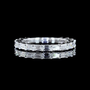 IGI Certified 1 CT Baguette Cut Diamond Eternity Band East West Set 14K Solid White Gold Platinum Wedding Ring Fine Jewelry - Product Image 1