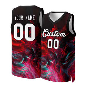 Maillot de basketball personnalisé unisexe pour adulte, col en V, sans manches, imprimé par sublimation, 100 % polyester, maille respirante et anti-humidité - Product Image 3